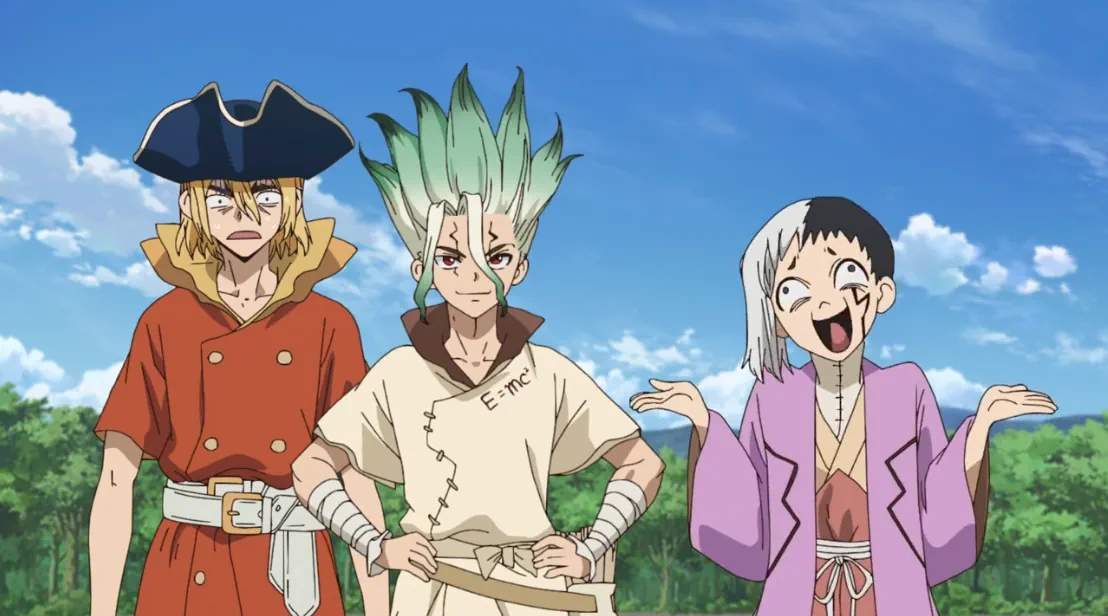 dr. stone et Ryuusui se demandent comment Ken a fait pour motiver les travailleurs à taffer encore plus !